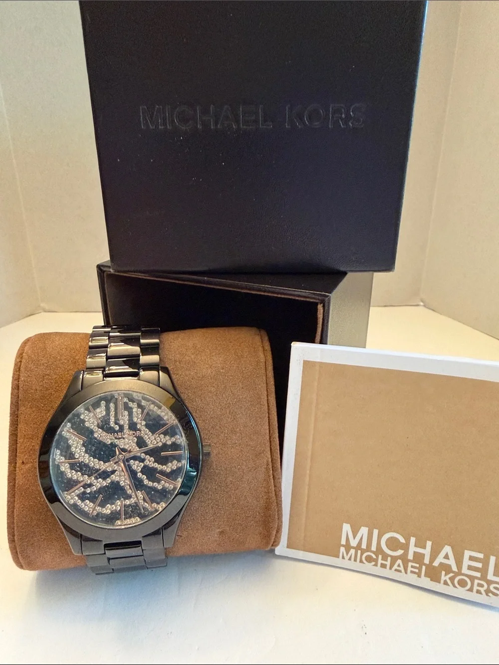 Michael Kors Gunmetal Zebra Crystals Watch